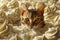 Adorable Tabby Cat Peeking Out from Whipped Cream, Feline Fun in Sweet Treats