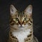 Adorable tabby cat with striking brown and white fur