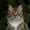 Adorable tabby cat with striking brown and white fur