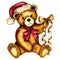 Adorable Teddy Bear With Christmas Hat and Gift Bow, Christmas Toy Designs