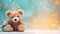 Adorable Teddy Bear on Pastel Background AI Generated
