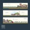 Adorable town scenery banner template