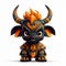 Adorable Toy Sculpture: Black, Orange, And Horned Cartoon Character