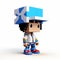 Adorable Toy Sculptures: Pixel Man In White And Blue Hat