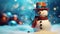 Adorable Vintage Snowman in Vibrant Winter Scene AI Generated
