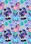 Adorable wallpaper in the childish style with unicorn, yeti, dino