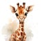 Adorable Watercolor Baby Giraffe Clipart on White Background AI Generated