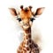 Adorable Watercolor Baby Giraffe Clipart on White Background AI Generated