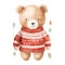 Adorable Watercolor Christmas Bear Greeting