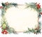 Adorable watercolor Christmas frame with fir branches and berries