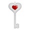 Adorable watercolor metal key with red heart