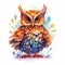 Adorable Watercolor Owl Illustration In Cutecore Style