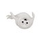 Adorable white seal lying upside down with flippers up. Cute marine mammal. Arctic animal. Flat vector icon