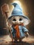 Adorable Wizard with Enchanting Hat and Magical Staff