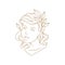 Adorable woman face bust antique goddess line art deco vector illustration