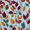 Adorn Your Space with a Seamless Pattern of Wall-Hanging Branches, Fall Leaves, and Vibrant Colorful Flowers.