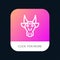 Adornment, Animals, Bull, Indian, Skull Mobile App Button. Android and IOS Line Version