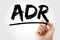 ADR - American Depositary Receipt acronym with marker, business concept background