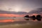 Adraga beach red sunset