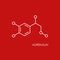 Adrenalin molecula structure. White line icon isolated on red background