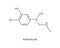 Adrenaline icon. Epinephrine hormone produced by the adrenal gland. Chemical molecular structure. Vector outline