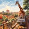 Adrenaline-pumping scene in Johannesburg with a curious giraffe and roller coaster