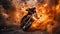 Adrenaline Rush: Motorcycle Escape Amid Explosions. Generative ai