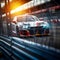 Adrenaline rush Motorsport car racing on blurred racetrack background