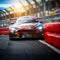 Adrenaline rush Motorsport car racing on blurred racetrack background