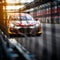 Adrenaline rush Motorsport car racing on blurred racetrack background