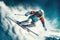 Adrenaline rush - Skier jumping and skiing down the mountain in extreme winter sports. created with Generative AI