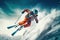 Adrenaline rush - Skier jumping and skiing down the mountain in extreme winter sports. created with Generative AI