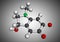 Adrenochrome, adraxone molecule. It is produced by the oxidation of adrenaline. Molecular model. 3D rendering