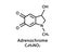 Adrenochrome molecular structure. Adrenochrome skeletal chemical formula. Chemical molecular formula vector illustration