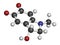 Adrenochrome molecule. Oxidation product of adrenaline. 3D rendering. Atoms are represented as spheres with conventional color.