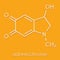 Adrenochrome molecule. Oxidation product of adrenaline. Skeletal formula.