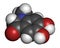 Adrenolutin molecule. Oxidation product of adrenalin. 3D rendering. Atoms are represented as spheres with conventional color.