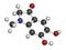 Adrenolutin molecule. Oxidation product of adrenalin. 3D rendering. Atoms are represented as spheres with conventional color.