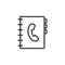 Adress book icon. Vector thin line phone contact list