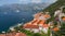 Adriatic coastal town landscape. Kotor Bay