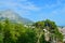 Adriatic Sea coastline mountains on road of Makarska riviera