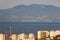 Adriatic Sea, mountains and ugly tower blocks of Rijeka Croatia