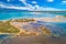 Adriatic town of Nin sandbar beach aerial view