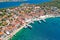 Adriatic town of Rogoznica aerial coastline view