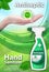 Ads for disinfection products. Antiseptic for hands and surfaces dispenser. Spray Hand Sanitizer. Antibacterial effect, best