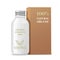 Ads template, blank skin care mockup with realistic white glass bottle with aluminum twisting cover for liquid gel, soap