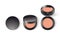 Ads template mockup realistic cosmetic makeup cheek blush compact or face concealer powder in black a pack on a white