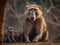 Adult Baboon with babies (generative AI