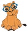 Adult camel in glasses lying