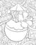 Adult coloring book,page a cute coconut juice image for relaxing activity.
